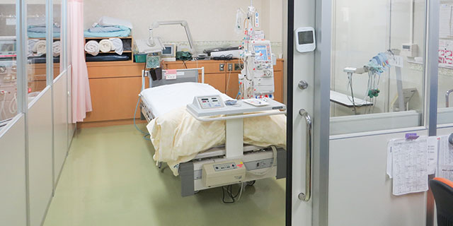 重症症例、感染症（インフルエンザ、ノロウイルスなど）に対応用した個室設定